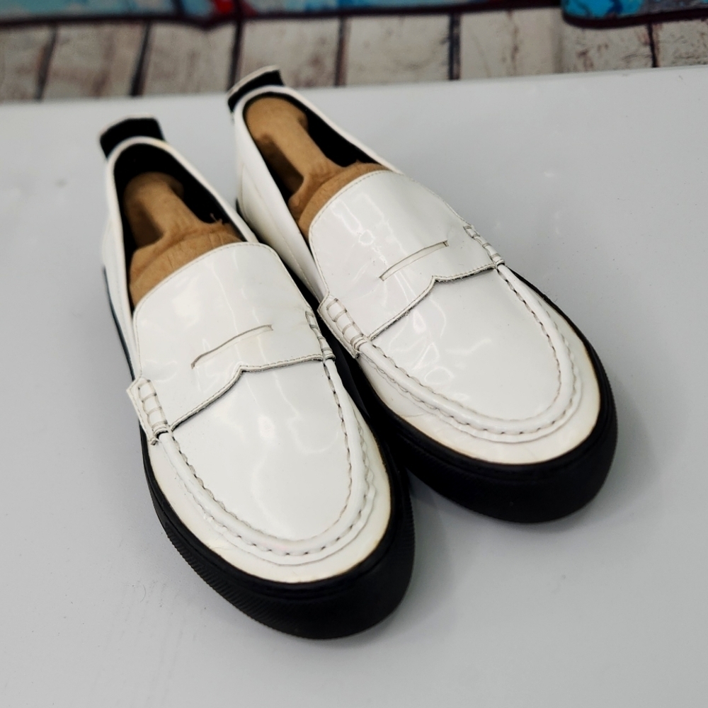ATELJE 71 New York White Leather Creeper Emo Grunge Penny Loafers‎